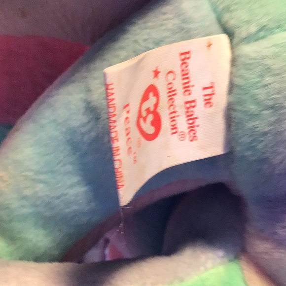 Rare 1996 Peace Bear beanie baby WITH TAG ERRORS - Picture 7 of 8